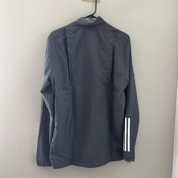 Adidas Gray Windbreaker with Stand-Up Collar and Quarter-Zip - Picture 2 of 4